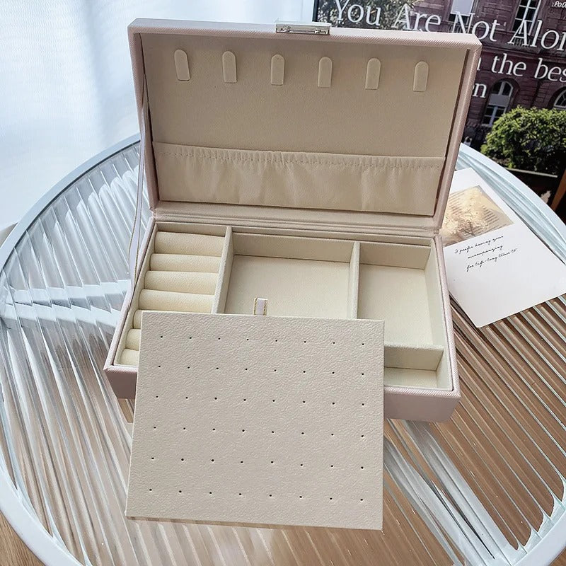 Boite a bijoux beige prestige rangement