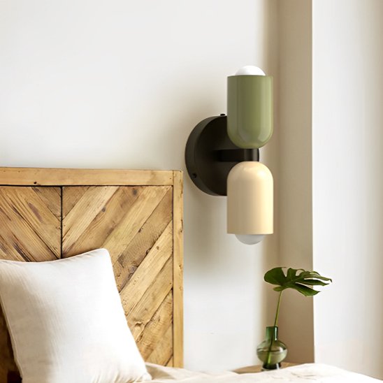 Applique mural chambre vert blanc orne tête de lit