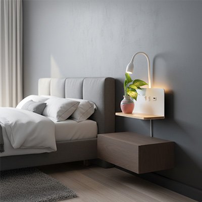 Applique murale chambre avec décoration plante