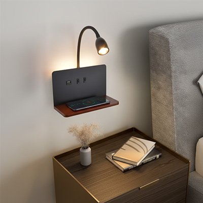 Applique murale chambre noire usb chargeur