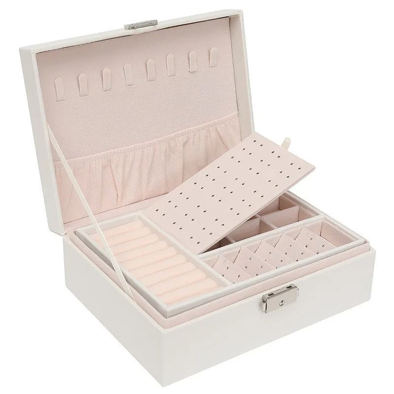 boite a bijoux blanche double niveau
