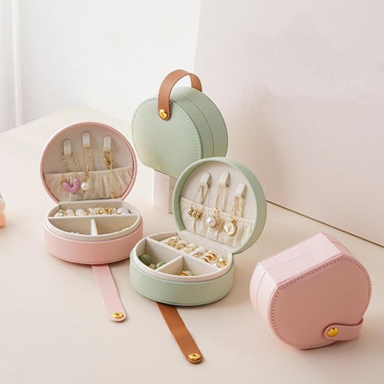 boite a bijoux compacte rose et matcha