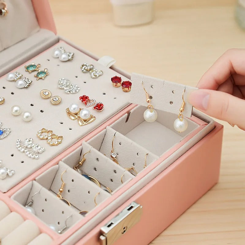 boite a bijoux double niveau boucles compartiment