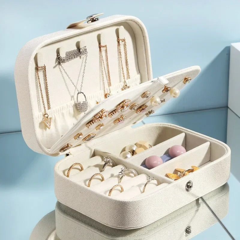 boite a bijoux fille blanche multi compartiments