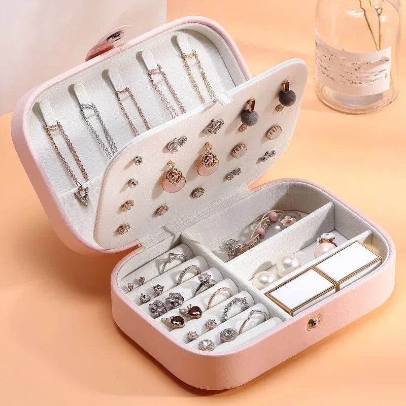 boite a bijoux fille rose multi compartiments ordonnes