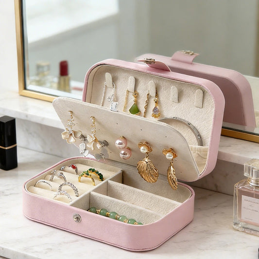boite a bijoux fille rose multi compartiments