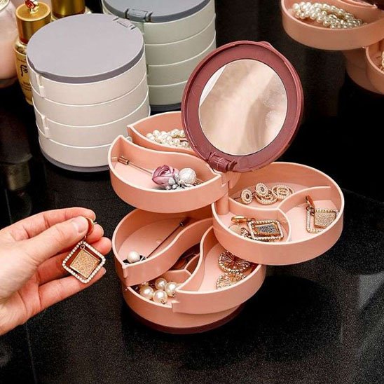 Boite à bijoux fille rose ouverte