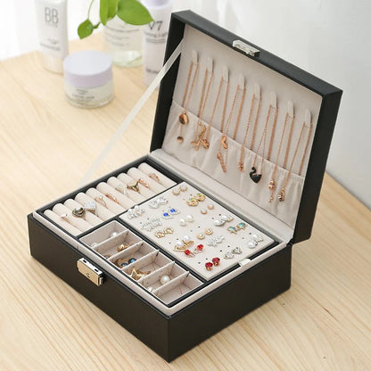 boite a bijoux noire double niveau