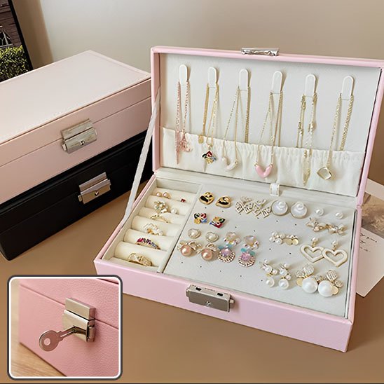 Boite à bijoux rose fermeture clé