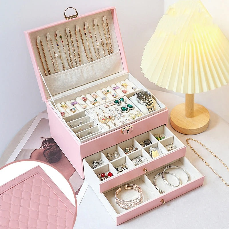boite a bijoux velours rose organisation