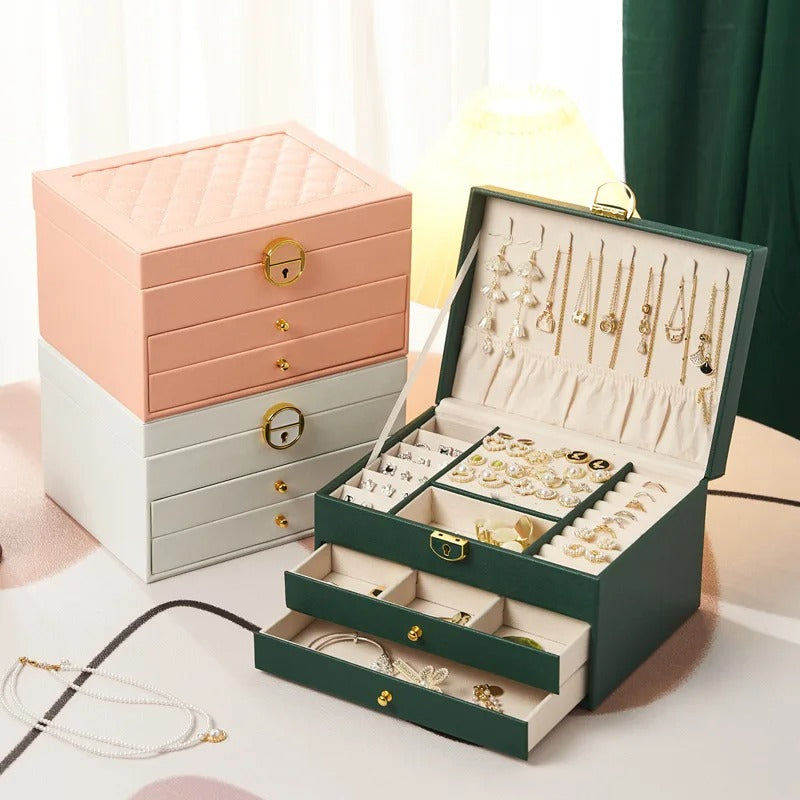 boite a bijoux velours system rangement multicouche