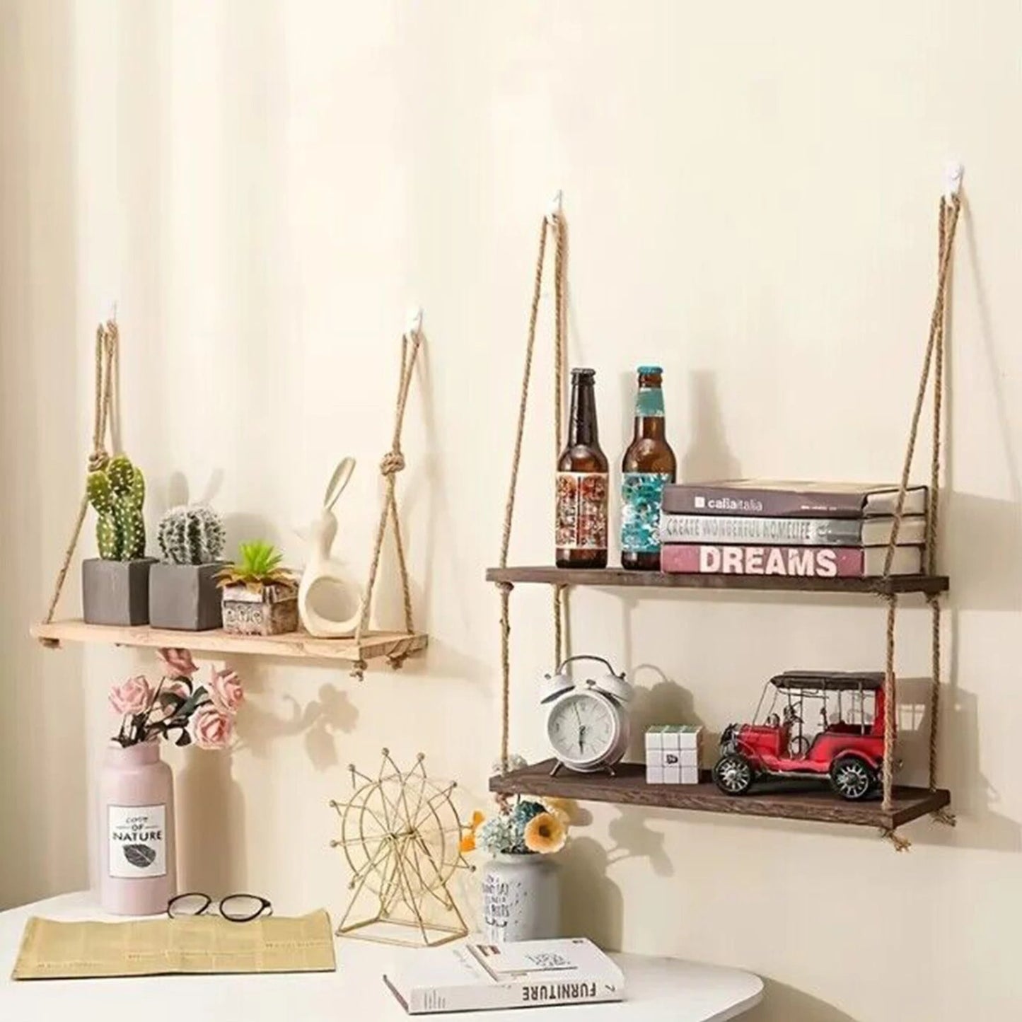 Étagère bois apaisante ambiance moderne