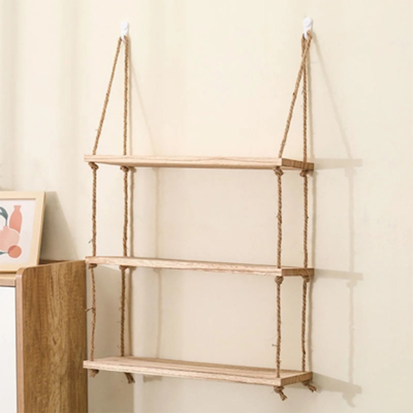 Étagère bois apaisante minimaliste trois niveaux