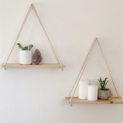 Etagere bois deco plante et bougies