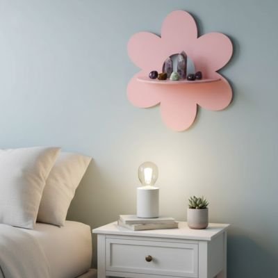 Etagere bois fleur rose chambre