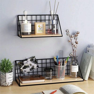 Etagere bois rangement bureau plantes