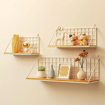 Etagere bois rangement déco variée