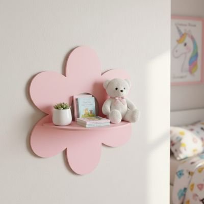 Etagere bois rose livres jouets