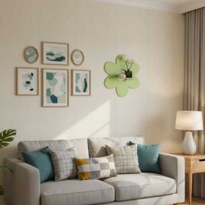 Etagere bois trèfle vert salon