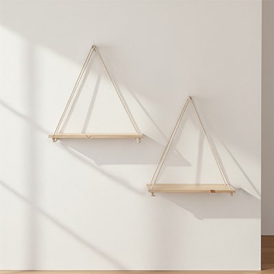 Etagere bois triangle epuree