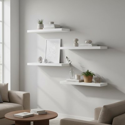 Etagere murale bois blanche