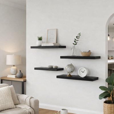 Etagere murale bois noire déco minimaliste