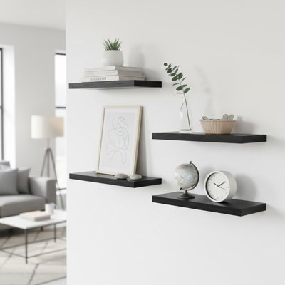 Etagere murale bois noire superbe déco