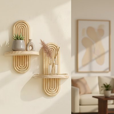 Etagere murale bois salon décoratif
