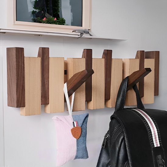 Porte manteau bois clair et foncé
