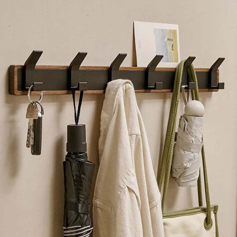 porte manteau mural bois six accroches vêtements