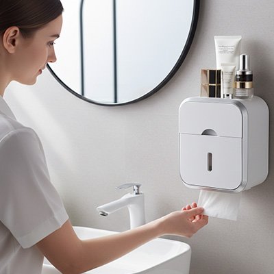 Porte papier toilette mural utilisation simple