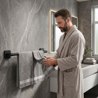 Porte serviette mural salle de bain homme utilisation simple