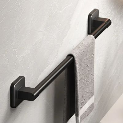 Porte serviette mural salle de bain noire minimaliste