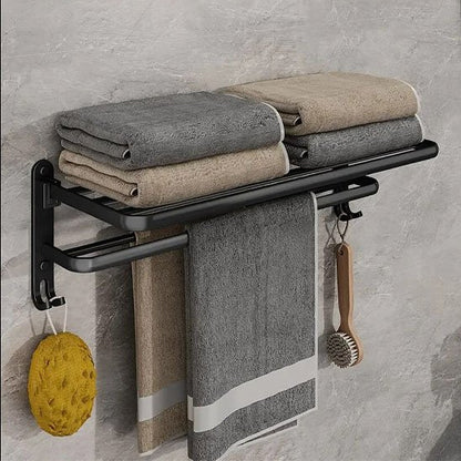 Porte serviette salle de bain double barre avec rangement