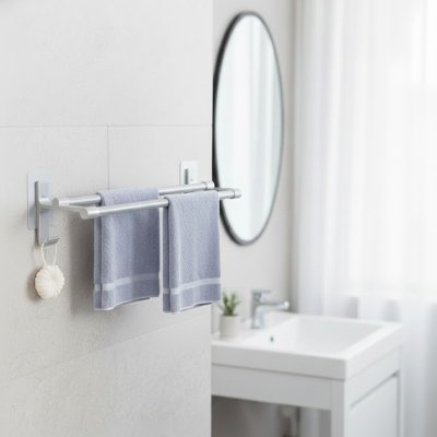 Porte serviette salle de bain en argent