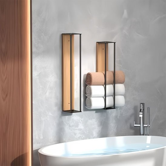 Porte serviette salle de bain mural en vertical deux hauteurs