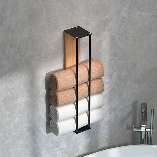 Porte serviette salle de bain mural en vertical quatre serviettes