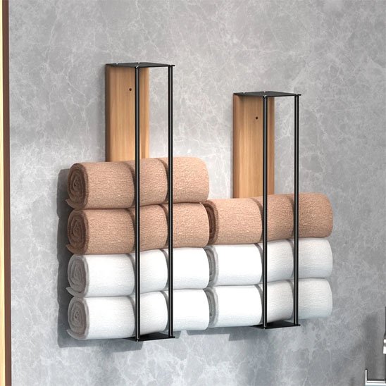 Porte serviette salle de bain mural rangement en vertical
