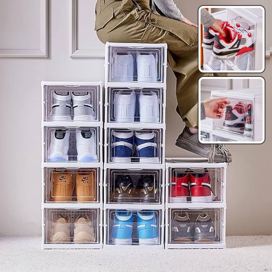 Rangement chaussures boîtes escalier