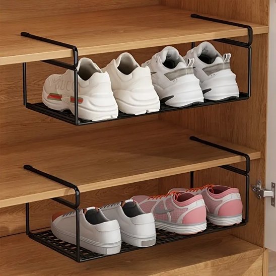 Rangement chaussures double rack noir